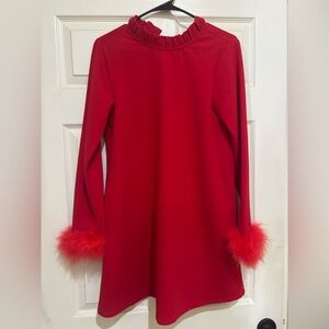Sugarlips Red Dress with Feather Cuffs